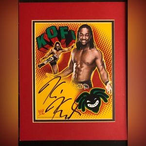 WWE Kofi Kingston signed photo with frame border